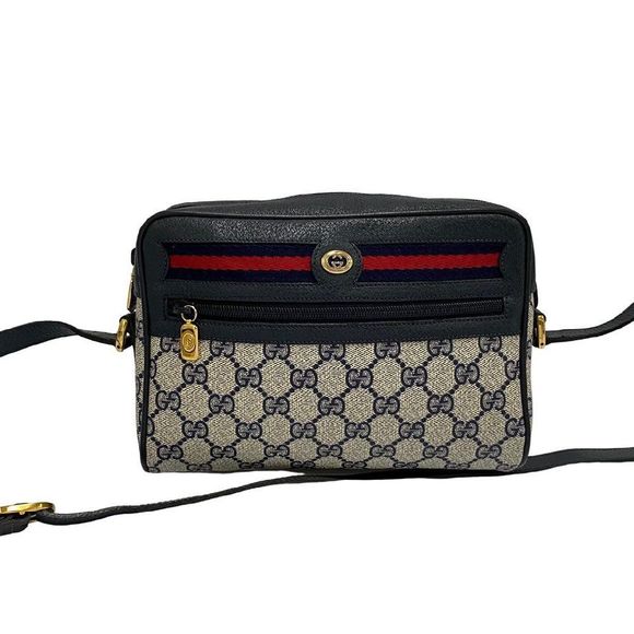 Gucci Shoulder Bag Leather Navy - Picture 1 of 9